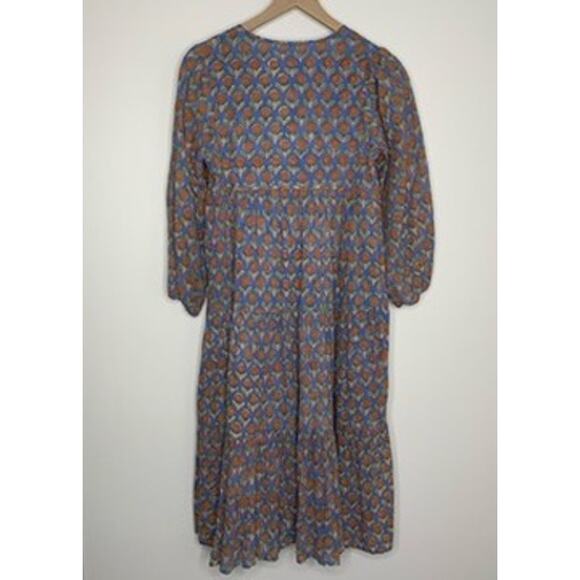 Emerson Fry India Collection Heirloom Maxi Dress Wednesday Flower Blues Womens - Picture 5 of 16